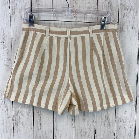 Draper James Everyday Shorts Awning Stripe Camel Lightweight Linen Blend Size 4 - Picture 4 of 11